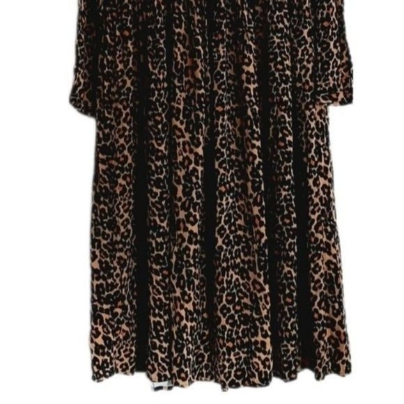 JOE FRESH Cheetah Print Long Sleeve Midi Dress Tan Black Animal Sz XS Flawed - Picture 4 of 12